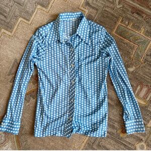 Casual Blue and White Gingham Button Down Shirt